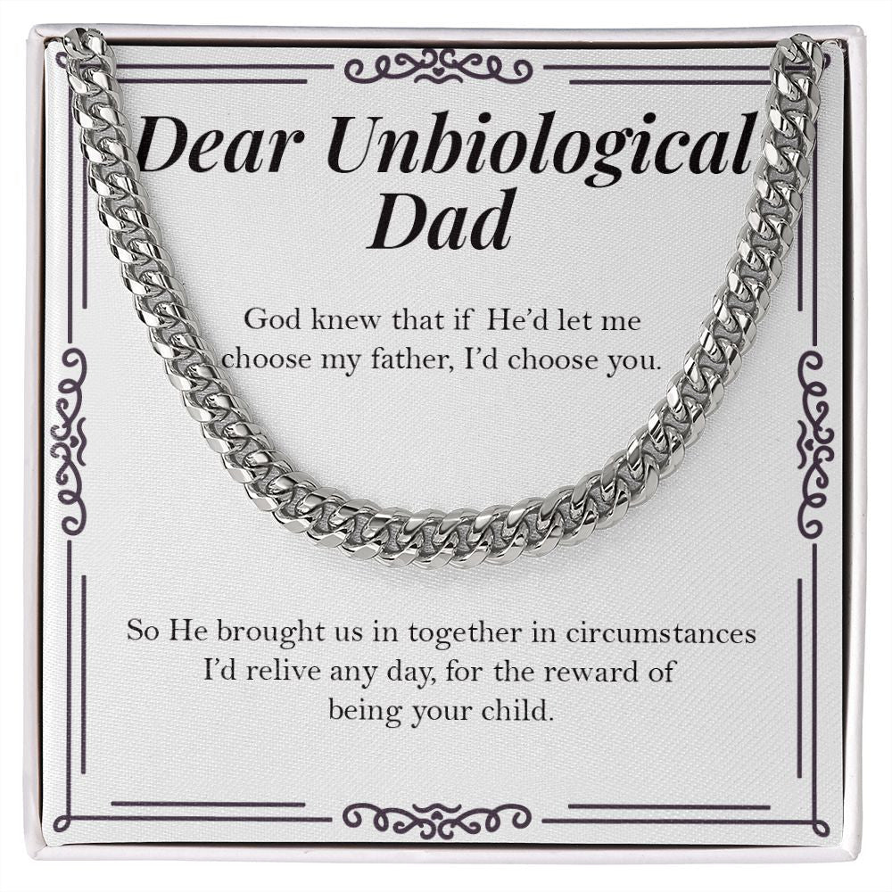 "Brought Us Together" Unbiological Dad Necklace Gift From Daughter Son Cuban Link Chain Jewelry Box Birthday Christmas New Year