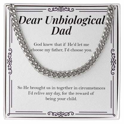"Brought Us Together" Unbiological Dad Necklace Gift From Daughter Son Cuban Link Chain Jewelry Box Birthday Christmas New Year