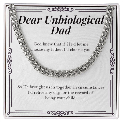 "Brought Us Together" Unbiological Dad Necklace Gift From Daughter Son Cuban Link Chain Jewelry Box Birthday Christmas New Year