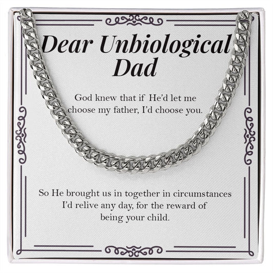 "Brought Us Together" Unbiological Dad Necklace Gift From Daughter Son Cuban Link Chain Jewelry Box Birthday Christmas New Year