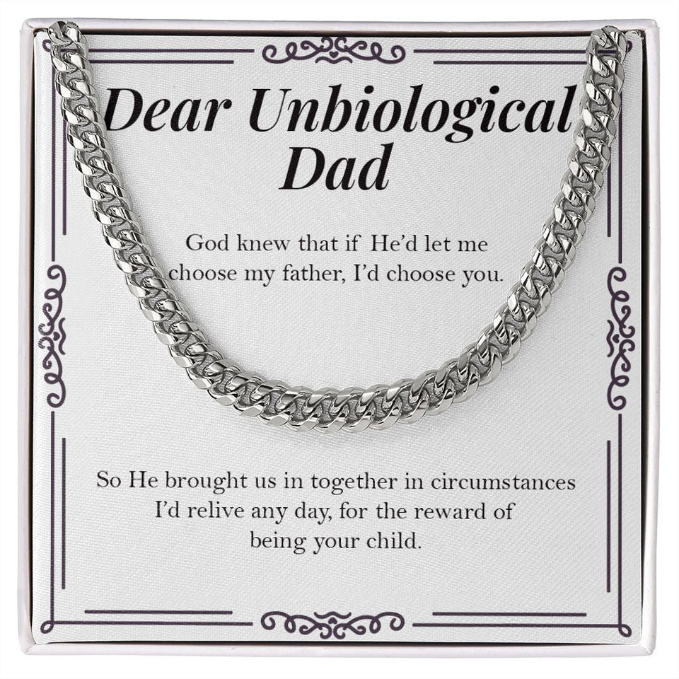 "Brought Us Together" Unbiological Dad Necklace Gift From Daughter Son Cuban Link Chain Jewelry Box Birthday Christmas New Year