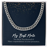 "You Deserved It" Best Mate Promotion Necklace Gift From Bestfriend Bestie BFF Cuban Link Chain Jewelry Box