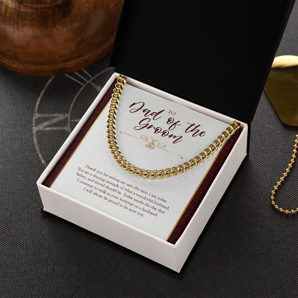 "Shining Example" Dad of the Groom Wedding Necklace Gift From Son Cuban Link Chain Jewelry Box