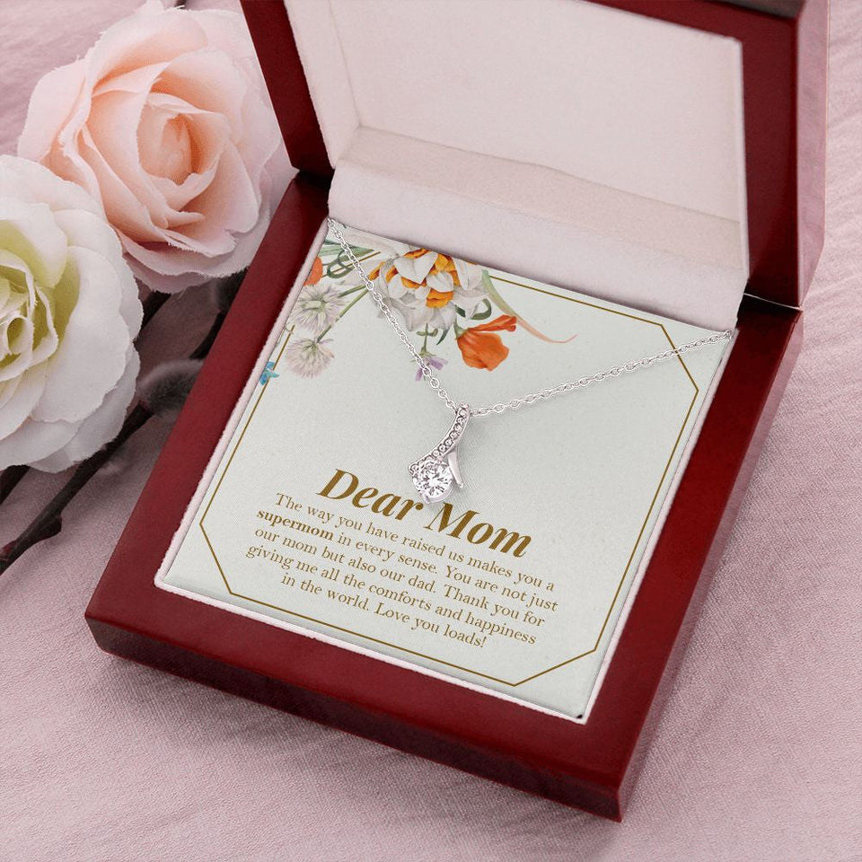 "Supermom In Every Sense" Single Mom Necklace Gift From Daughter Son Alluring Beauty Pendant Jewelry Box Mothers Day Birthday Christmas Valentines