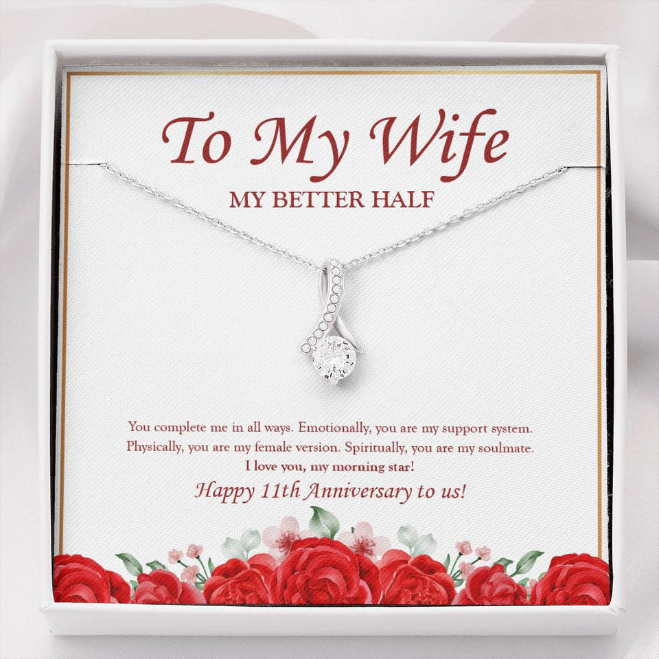 "You Complete Me" Wife 11th Wedding Anniversary Necklace Gift From Husband Alluring Beauty Pendant Jewelry Box