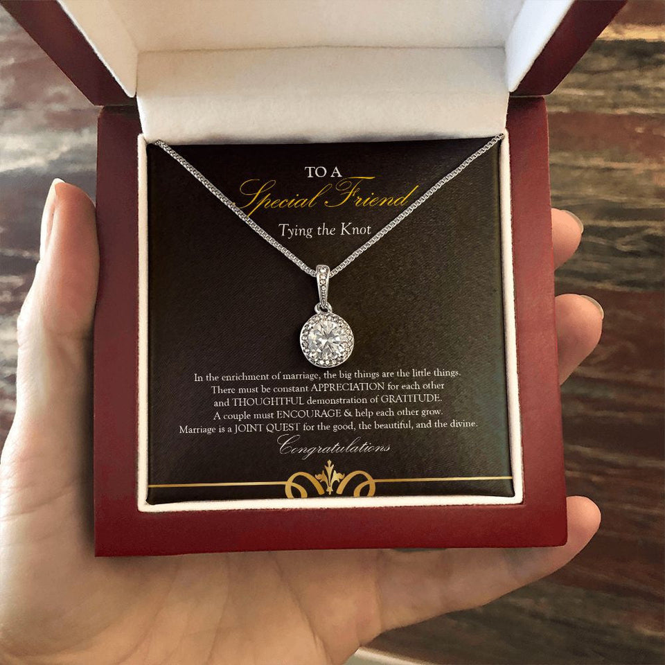 "Enrichment Of Marriage" Special Friend Wedding Day Necklace Gift From BFF Bestie Soul Sister Eternal Hope Pendant Jewelry Box