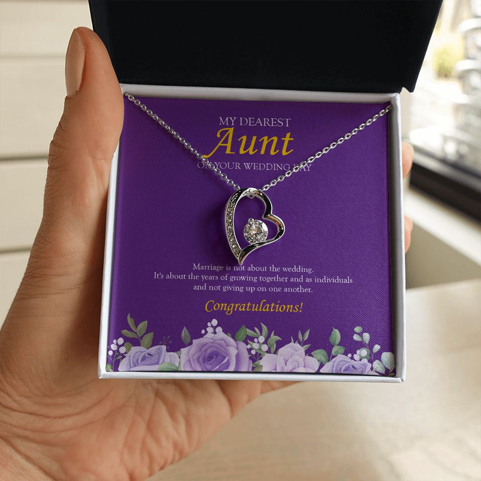 "Not Giving Up" Aunt Wedding Day Necklace Gift From Nephew Niece Forever Love Pendant Jewelry Box