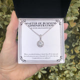 "Time And Dedication" Master of Business Administration Graduation Necklace Gift From Mom Dad Sister Brother Bestfriend Teacher Eternal Hope Pendant Jewelry Box