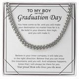 "You Have Come So Far" Son Graduation Necklace Gift From Dad Mom Cuban Link Chain Jewelry Box