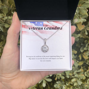 "Big Salute To You" Veteran Grandma Necklace Gift From Granddaughter Grandson Eternal Hope Pendant Jewelry Box Veterans Day Deployment Thanksgiving