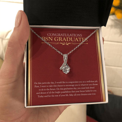 "Dreams Come True" BSN Graduation Necklace Gift From Mom Dad Teachers Bestfriend Family Alluring Beauty Pendant Jewelry Box
