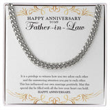 "Influencer Of Our Marriage" Father In Law Wedding Anniversary Necklace Gift From Daughter-In-Law Son-In-Law Cuban Link Chain Jewelry Box