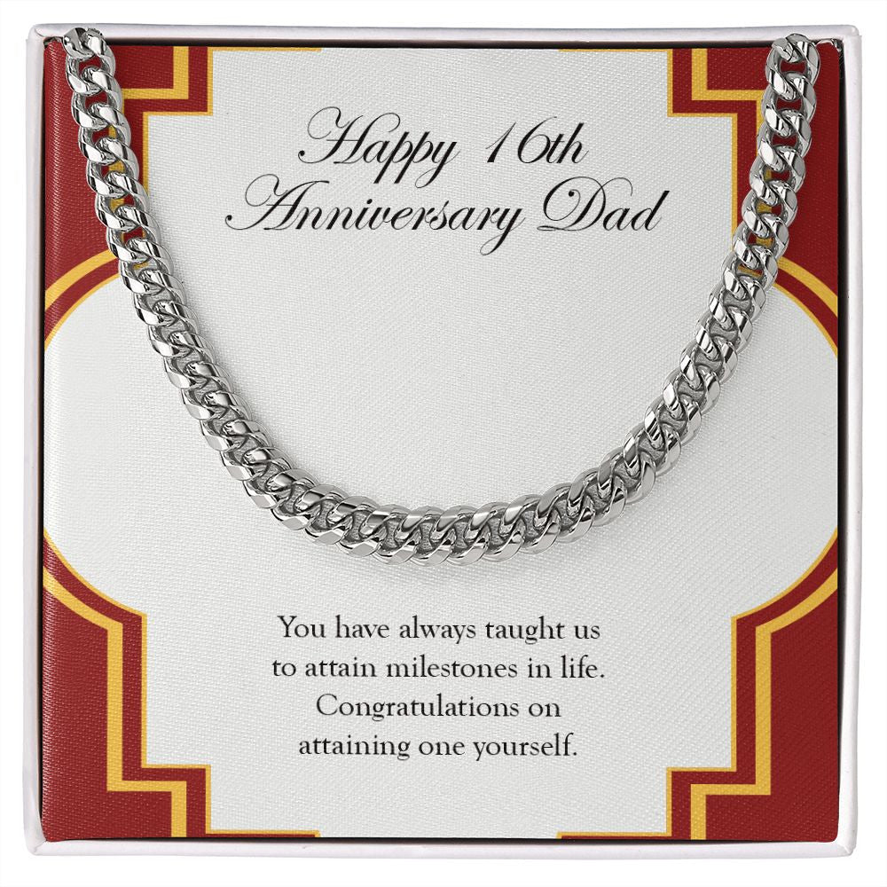 "Attaining One Yourself" Dad 16th Wedding Anniversary Necklace Gift From Daughter Son Cuban Link Chain Jewelry Box