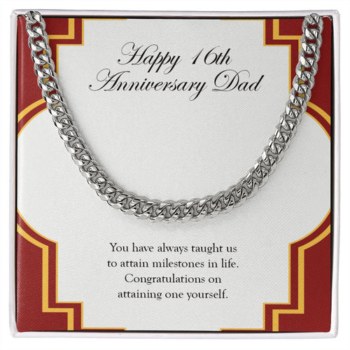 "Attaining One Yourself" Dad 16th Wedding Anniversary Necklace Gift From Daughter Son Cuban Link Chain Jewelry Box