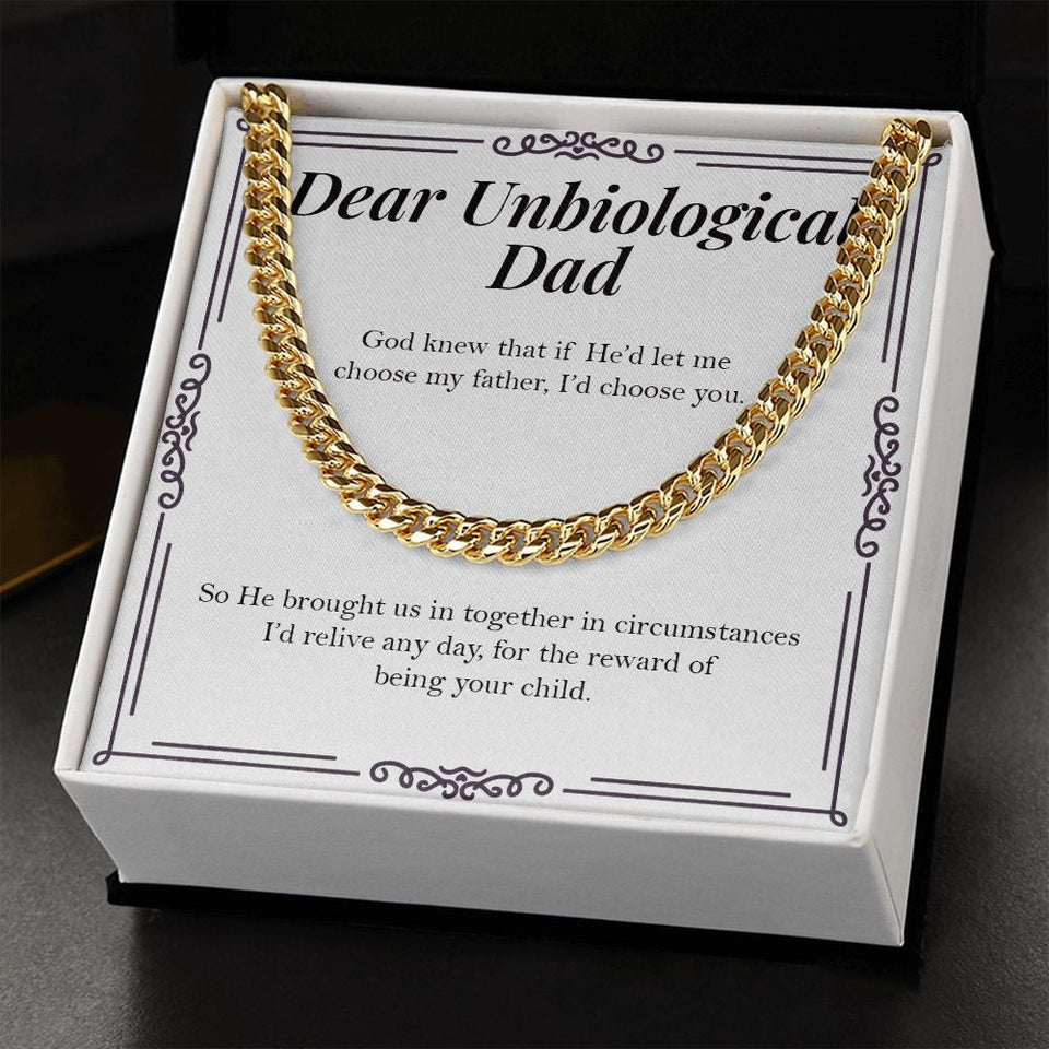 "Brought Us Together" Unbiological Dad Necklace Gift From Daughter Son Cuban Link Chain Jewelry Box Birthday Christmas New Year