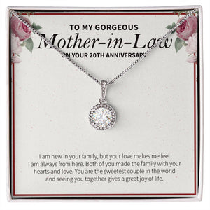 "Family With Heart and Joy" Gorgeous Mother In Law 20th Wedding Anniversary Necklace Gift From Daughter-In-Law Son-In-Law Eternal Hope Pendant Jewelry Box