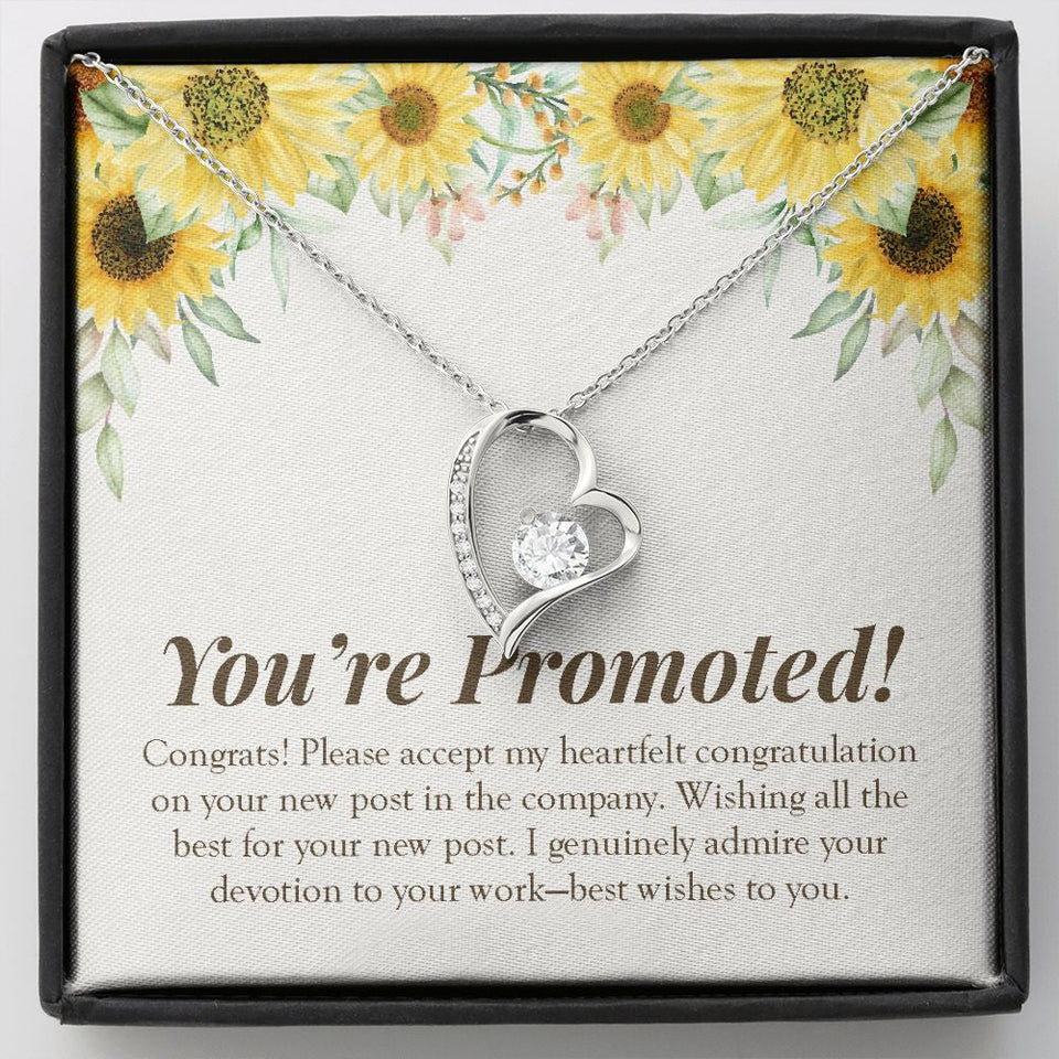 "Genuinely Admiring Your Devotion" Job Promotion Necklace Gift From Colleagues Co-workers Forever Love Pendant Jewelry Box