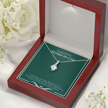 "Joyous Celebration" Beautiful Mother In Law Wedding Anniversary Necklace Gift From Daughter-in-law Son-in-law Alluring Beauty Pendant Jewelry Box