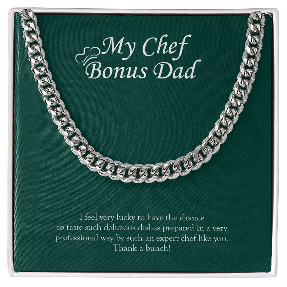 "Expert Chef Like You" Chef Bonus Dad Necklace Gift From Daughter Son Cuban Link Chain Jewelry Box Birthday Christmas Valentines Thanksgiving