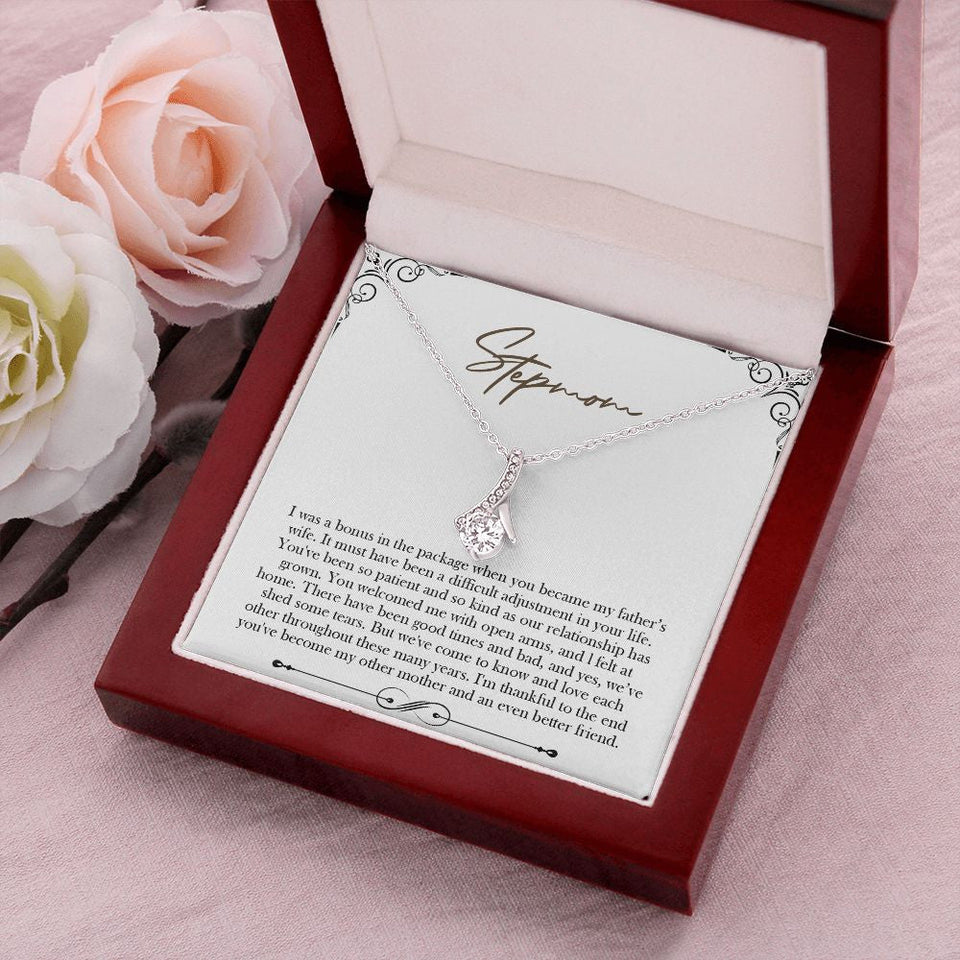 "Bonus in the Package" Step Mom Necklace Gift From Daughter Son Alluring Beauty Jewelry Box Mothers Day Birthday Christmas Valentines