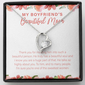 "One of the Sweetest Women" Boyfriend's Beautiful Mom Necklace Gift From Son's Girlfriend Forever Love Pendant Jewelry Box Birthday Thanksgiving Christmas Valentines