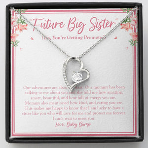 "Our Adventure Is About To Start" Future Big Sister Necklace Gift From Soon To Be Sibling Forever Love Pendant Jewelry Box Birth Announcement Baby Shower