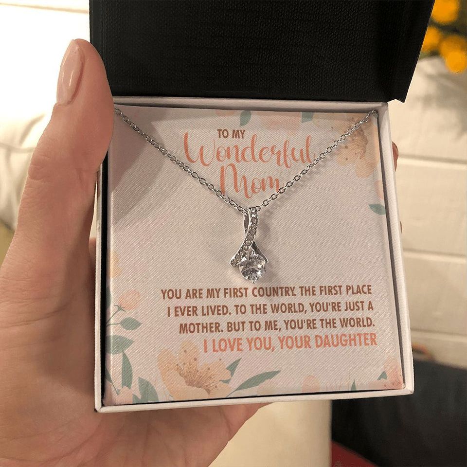 "You're the world" Wonderful Mom Necklace Gift From Son Daughter Alluring Beauty Pendant Jewelry Box Thanksgiving Birthday Christmas Mothers Day