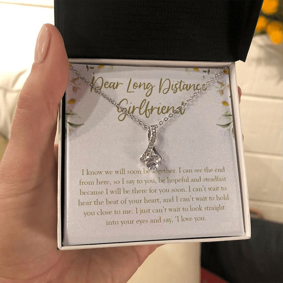 "Soon To Be Together" Long-Distance Girlfriend Necklace Gift From Boyfriend Alluring Beauty Pendant Jewelry Box Birthday Christmas Graduation Thanksgiving