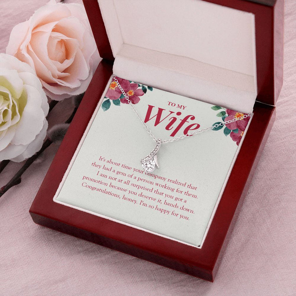 "Gem Of A Person" Wife Job Promotion Necklace Gift From Husband Alluring Beauty Pendant Jewelry Box