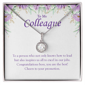 "Inspire Us To Excel In Our Jobs" Colleague Job Promotion Necklace Gift From Co-worker Friend Eternal Hope Pendant Jewelry Box