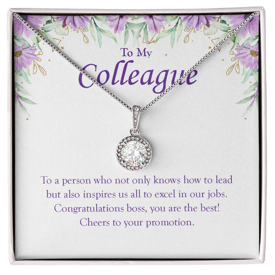 "Inspire Us To Excel In Our Jobs" Colleague Job Promotion Necklace Gift From Co-worker Friend Eternal Hope Pendant Jewelry Box