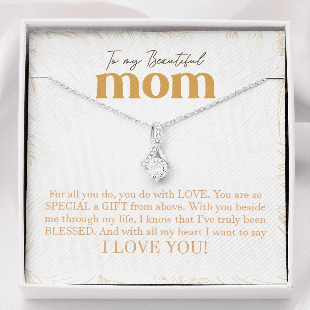 "You do with Love" Beautiful Mom Necklace Gift From Daughter Son Alluring Beauty Pendant Jewelry Box Birthday Christmas Mothers Day Thanksgiving