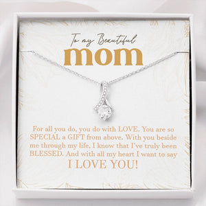 "You do with Love" Beautiful Mom Necklace Gift From Daughter Son Alluring Beauty Pendant Jewelry Box Birthday Christmas Mothers Day Thanksgiving