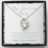 "Grow Old Together" Darling Wife 10th Wedding Anniversary Necklace Gift  From Husband Forever Love Pendant Jewelry Box