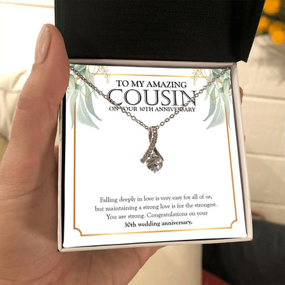 "Strong Love For The Strongest" Amazing Cousin 30th Wedding Anniversary Necklace Gift Alluring Beauty Pendant Jewelry Box