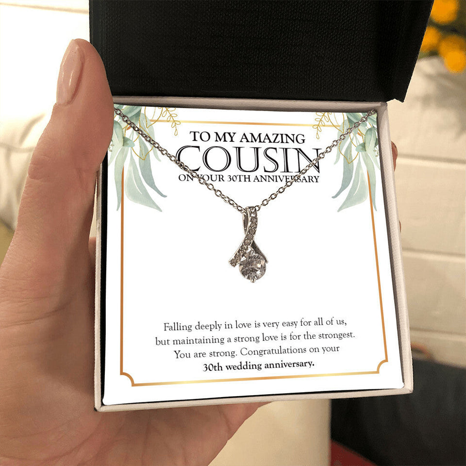 "Strong Love For The Strongest" Amazing Cousin 30th Wedding Anniversary Necklace Gift Alluring Beauty Pendant Jewelry Box