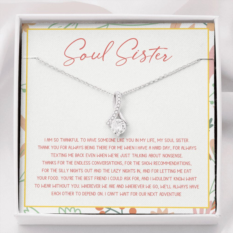 "Each Other To Depend" Soul Sister Necklace Gift From Bestfriend BFF Bestie Alluring Beauty Pendant Jewelry Box Thanksgiving Christmas Birthday Valentines
