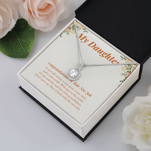 "New Job And Goal" Daughter Job Promotion Necklace Gift From Mom Dad Parents Eternal Hope Pendant Jewelry Box
