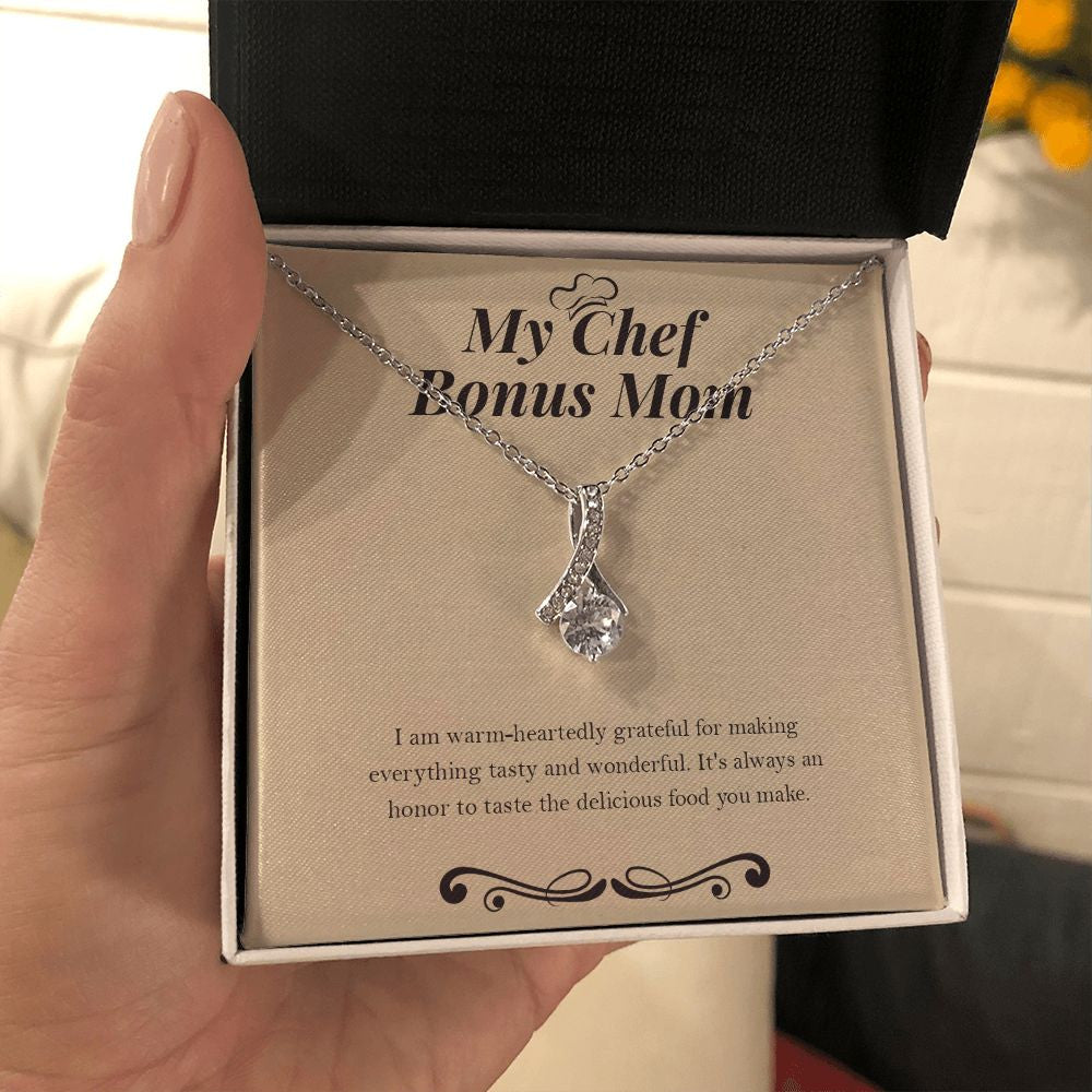 "Delicious Food You Make" Chef Bonus Mom Necklace Gift From Daughter Son Alluring Beauty Pendant Jewelry Box Birthday Christmas Valentines Thanksgiving