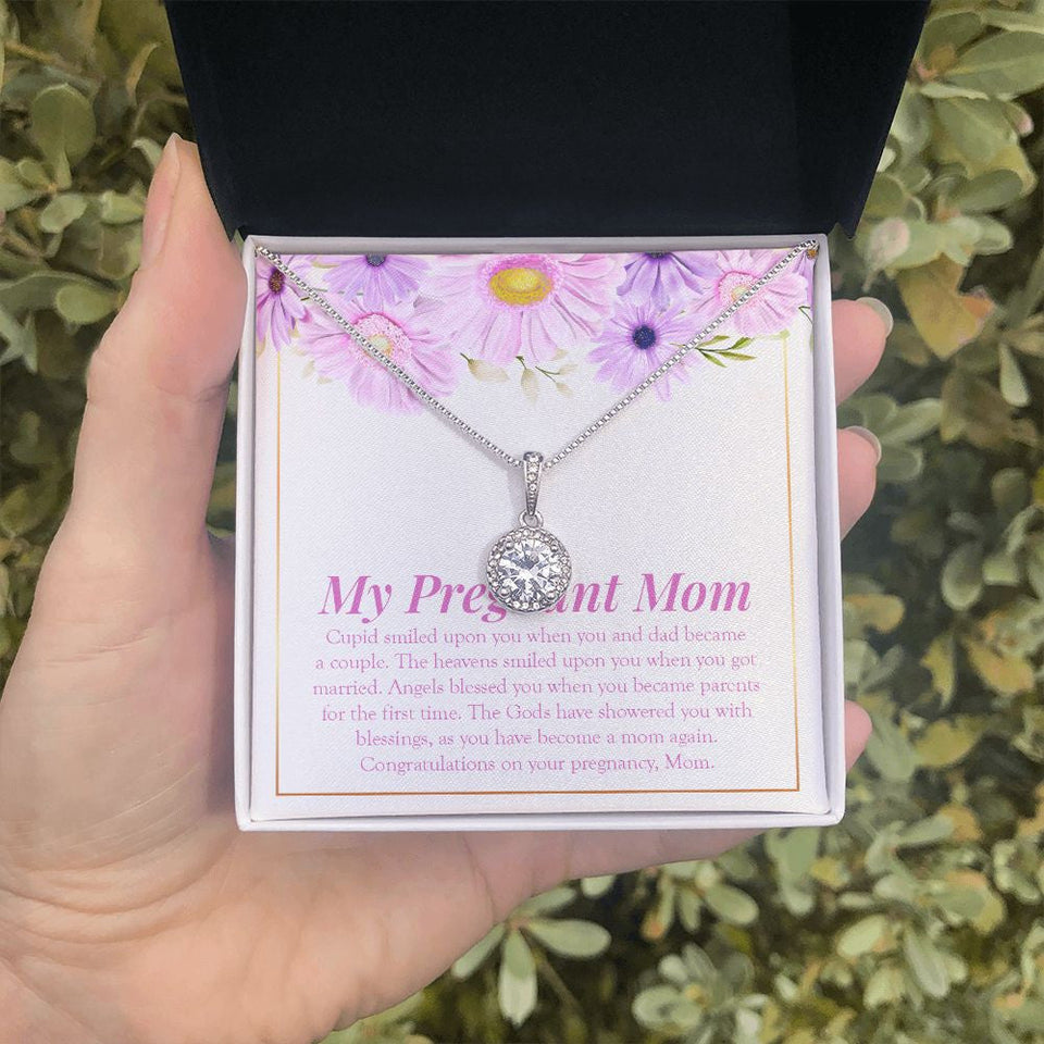 "Angels Blessed You" Pregnant Mom Necklace Gift From Daughter Son Eternal Hope Pendant Jewelry Box Baby Shower Gender Reveal