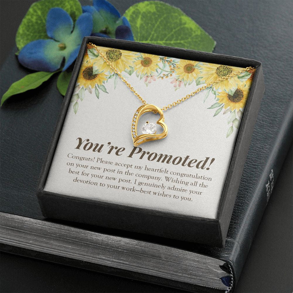 "Genuinely Admiring Your Devotion" Job Promotion Necklace Gift From Colleagues Co-workers Forever Love Pendant Jewelry Box
