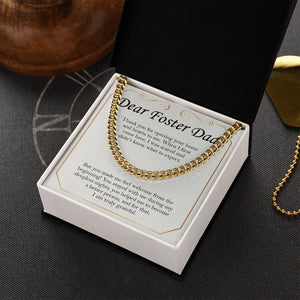 "Made Me Feel Welcome" Foster Dad Necklace Gift From Daughter Son Cuban Link Chain Jewelry Box Birthday Christmas Thanksgiving Valentines