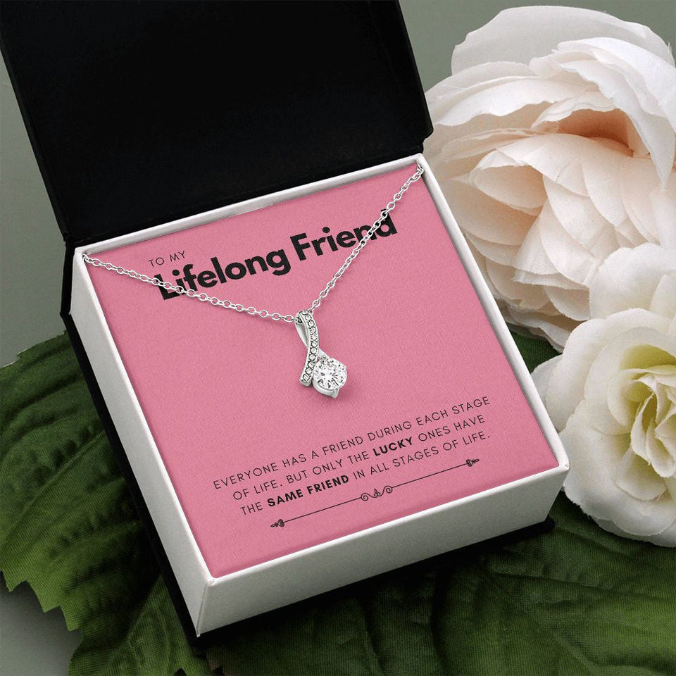 "Only The Lucky Ones" Lifelong Friend Necklace Gift From Bestfriend BFF Soul Sister Alluring Beauty Pendant Jewelry Box Birthday New Year Christmas Wedding
