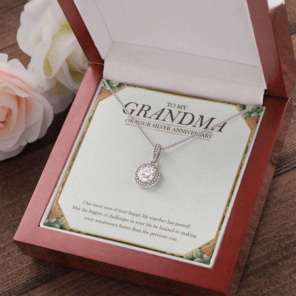 "Better Than The Previous One" Grandma Silver Wedding Anniversary Necklace Gift From Granddaughter Grandson Eternal Hope Pendant Jewelry Box