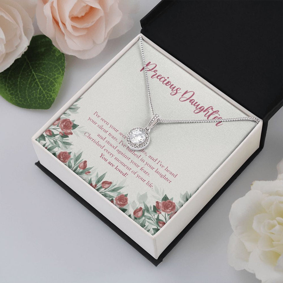 "Cherish Every Moment" Precious Daughter Necklace Gift From Mom Dad Eternal Hope Pendant Jewelry Box Christmas Birthday Thanksgiving New Year