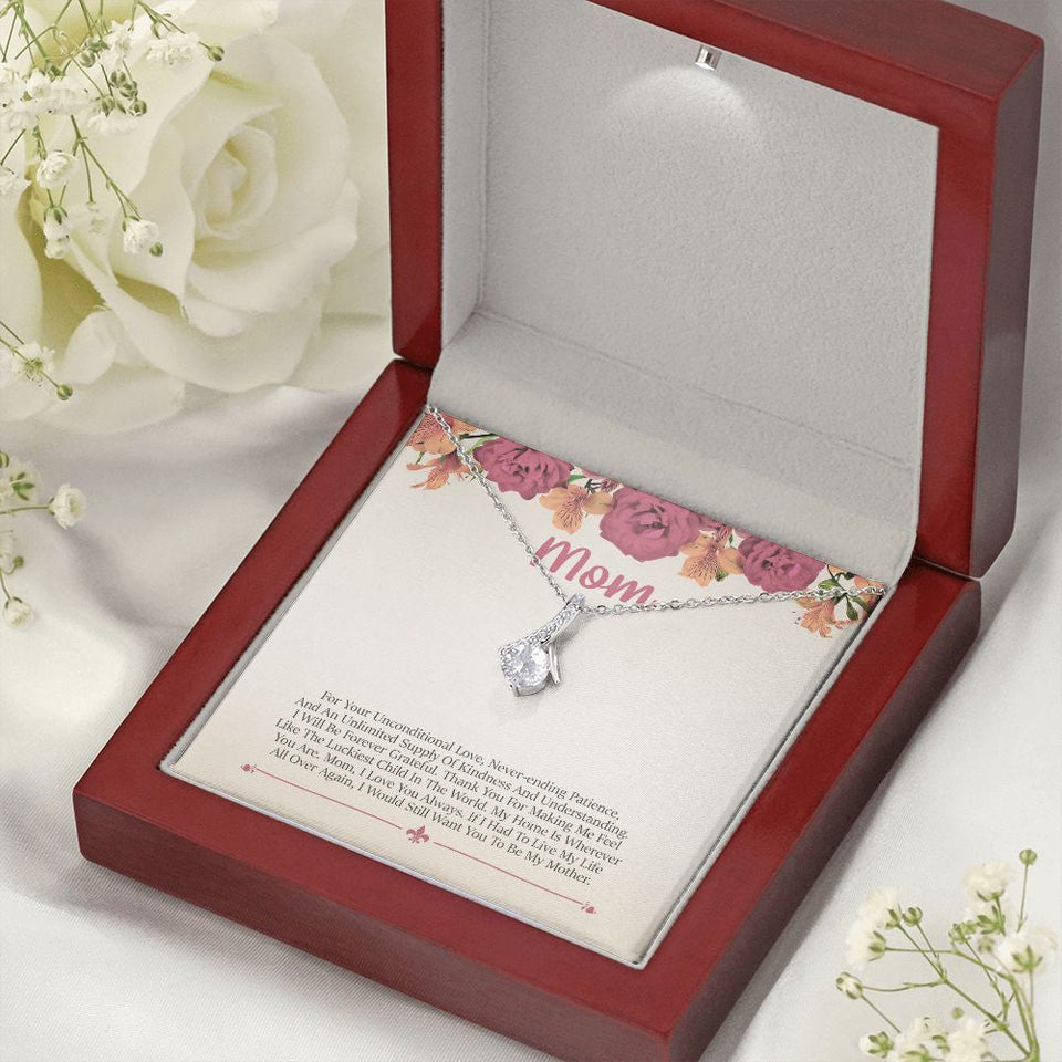 "Unconditional Love" Mom Necklace Gift From Daughter Son Alluring Beauty Pendant Jewelry Box Birthday Thanksgiving Christmas Mothers Day