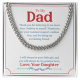 "Little Girl Greatest Hero" Dad Necklace Gift From Daughter Cuban Link Chain Jewelry Box Fathers Day Birthday Christmas Valentines