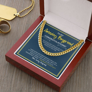 "See Through My Eyes" Boyfriend Graduation Necklace Gift From Girlfriend Cuban Link Chain Jewelry Box