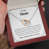 Interlocking Hearts Necklace- To My Mom Your Stubborn Child My Loving Mother The Gift of You Gift For Christmas, Mother's Day