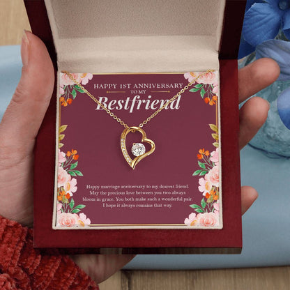 "Love Bloom In Grace" Bestfriend 1st Wedding Anniversary Necklace Gift From Bestie BFF Soul Sister Forever Love Pendant Jewelry Box